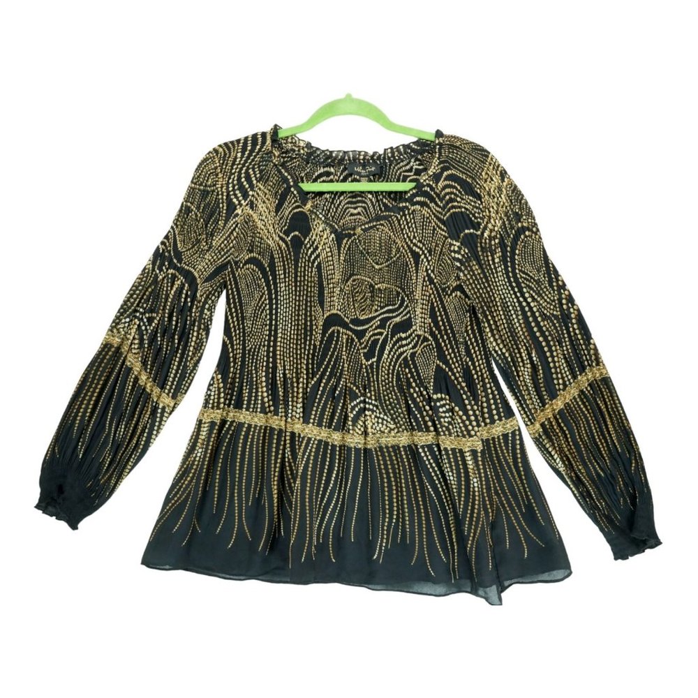 Melissa Paige Women's‎ Black & Gold Long Sleeve Top Size PM Petites